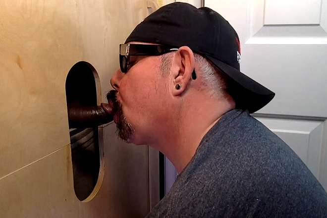 Gloryhole Throat Fucked By Curious Black Cock Image