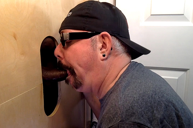 Gloryhole Throat Fucked By Curious Black Cock Image