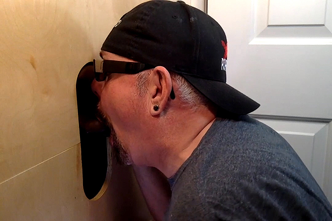 Gloryhole Throat Fucked By Curious Black Cock Image